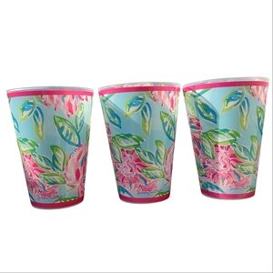 Lilly Pulitzer Floral Tumblers with Pink and Green Accents